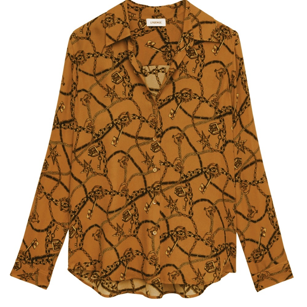 L'agence Nina Chain Pattern Button Down Shirt - image 1
